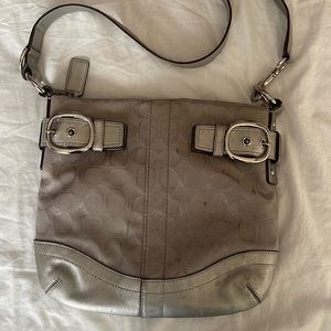 Authentic Silver Crossbody Coach Bag
